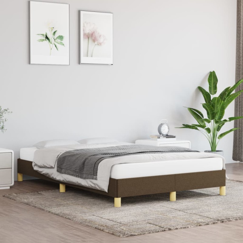 vidaXL Estructura de cama de tela marrón oscuro 120x200 cm vidaXL Estructura de cama de tela marrón oscuro 120x200 cm