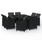 vidaXL Set de comedor de jardín 9 pzas y cojines ratán sintético negro vidaXL Set de comedor de jardín 9 pzas y cojines ratán sintético negro