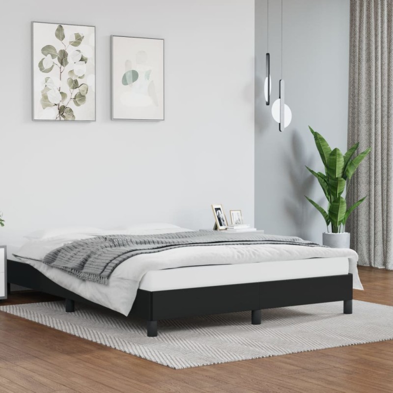 vidaXL Estructura de cama de cuero sintético negro 140x190 cm vidaXL Estructura de cama de cuero sintético negro 140x190 cm