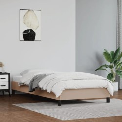 vidaXL Estructura de cama de cuero sintético capuchino 100x200 cm