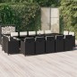 vidaXL Set comedor jardín 15 pzas y cojines ratán sintético negro