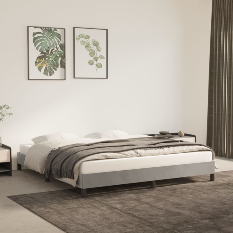 vidaXL Estructura de cama de terciopelo gris claro 160x200 cm vidaXL Estructura de cama de terciopelo gris claro 160x200 cm