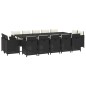 vidaXL Set comedor jardín 15 pzas y cojines ratán sintético negro