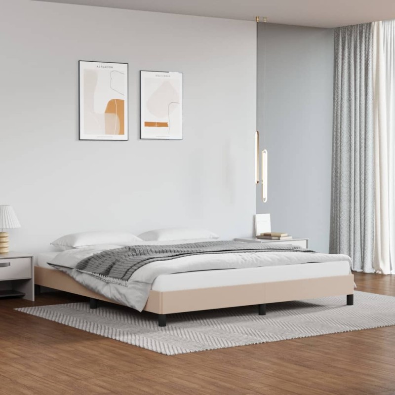 vidaXL Estructura de cama de cuero sintético capuchino 180x200 cm vidaXL Estructura de cama de cuero sintético capuchino 180x200 cm