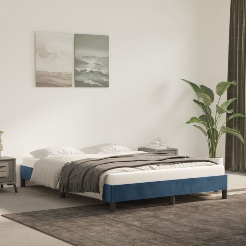 vidaXL Estructura de cama de terciopelo azul 140x200 cm vidaXL Estructura de cama de terciopelo azul 140x200 cm