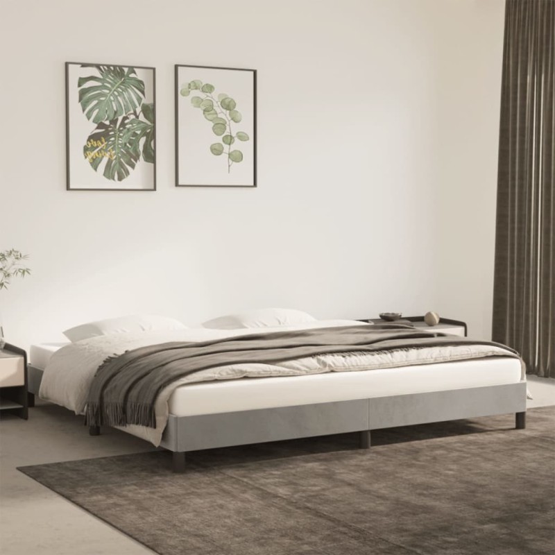 vidaXL Estructura de cama de terciopelo gris claro 180x200 cm vidaXL Estructura de cama de terciopelo gris claro 180x200 cm