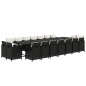 vidaXL Set comedor de jardín 19 pzas con cojines ratán sintético negro vidaXL Set comedor de jardín 19 pzas con cojines ratán sintético negro