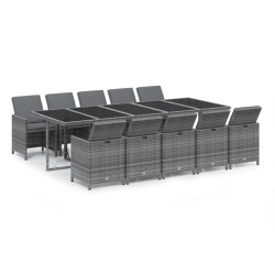 vidaXL Set comedor jardín 11 pzas con cojines ratán sintético gris