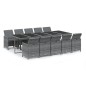vidaXL Set comedor jardín 11 pzas con cojines ratán sintético gris vidaXL Set comedor jardín 11 pzas con cojines ratán sintético gris