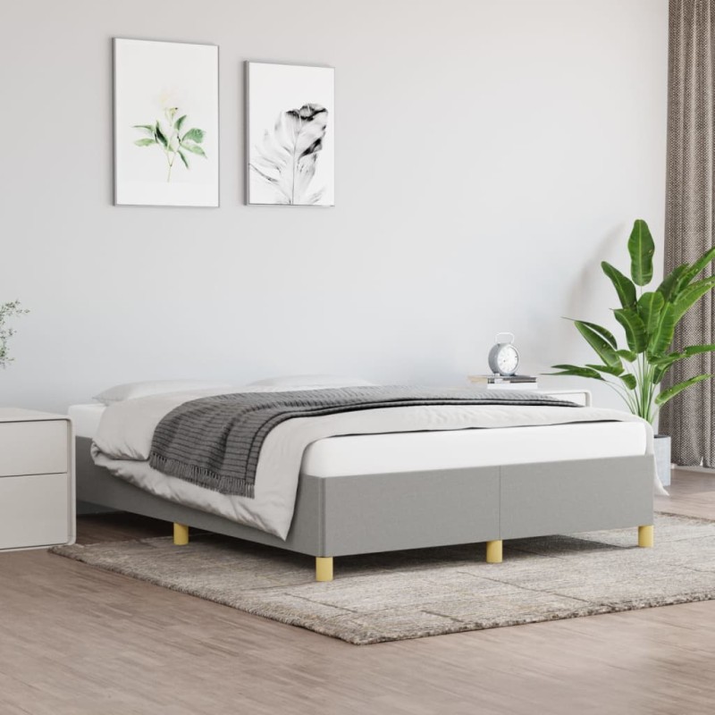 vidaXL Estructura de cama de tela gris claro 140x200 cm vidaXL Estructura de cama de tela gris claro 140x200 cm