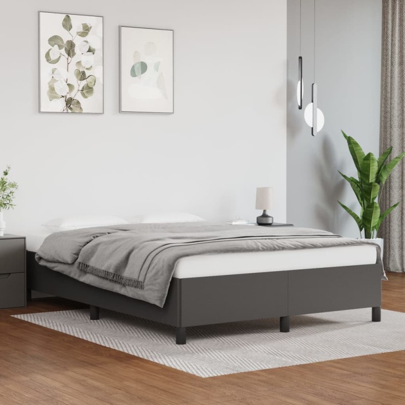 vidaXL Estructura de cama de cuero sintético gris 140x190 cm vidaXL Estructura de cama de cuero sintético gris 140x190 cm