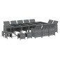 vidaXL Set comedor jardín 15 pzas y cojines ratán sintético gris vidaXL Set comedor jardín 15 pzas y cojines ratán sintético gris
