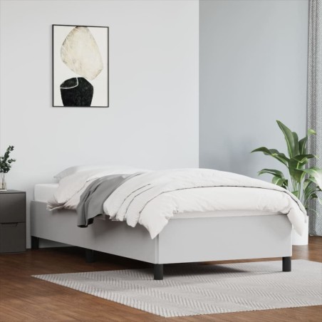 vidaXL Estructura de cama de cuero sintético blanco 90x200 cm