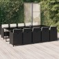vidaXL Set de comedor jardín 11 pzas con cojines ratán sintético negro