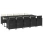 vidaXL Set de comedor jardín 11 pzas con cojines ratán sintético negro