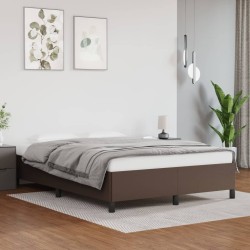 vidaXL Estructura de cama de cuero sintético marrón 140x200 cm