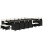 vidaXL Set comedor de jardín 19 pzas con cojines ratán sintético negro vidaXL Set comedor de jardín 19 pzas con cojines ratán sintético negro