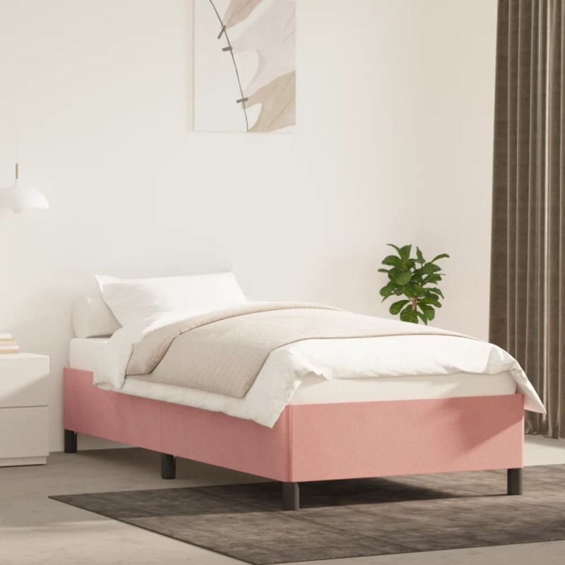 vidaXL Estructura de cama de terciopelo rosa 100x200 cm vidaXL Estructura de cama de terciopelo rosa 100x200 cm