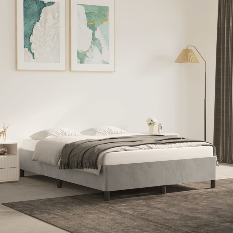 vidaXL Estructura de cama de terciopelo gris claro 140x190 cm vidaXL Estructura de cama de terciopelo gris claro 140x190 cm