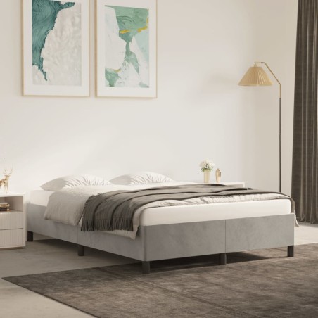 vidaXL Estructura de cama de terciopelo gris claro 140x190 cm