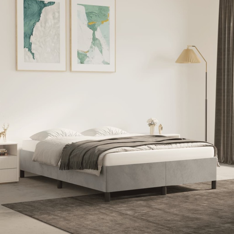 vidaXL Estructura de cama de terciopelo gris claro 140x200 cm vidaXL Estructura de cama de terciopelo gris claro 140x200 cm