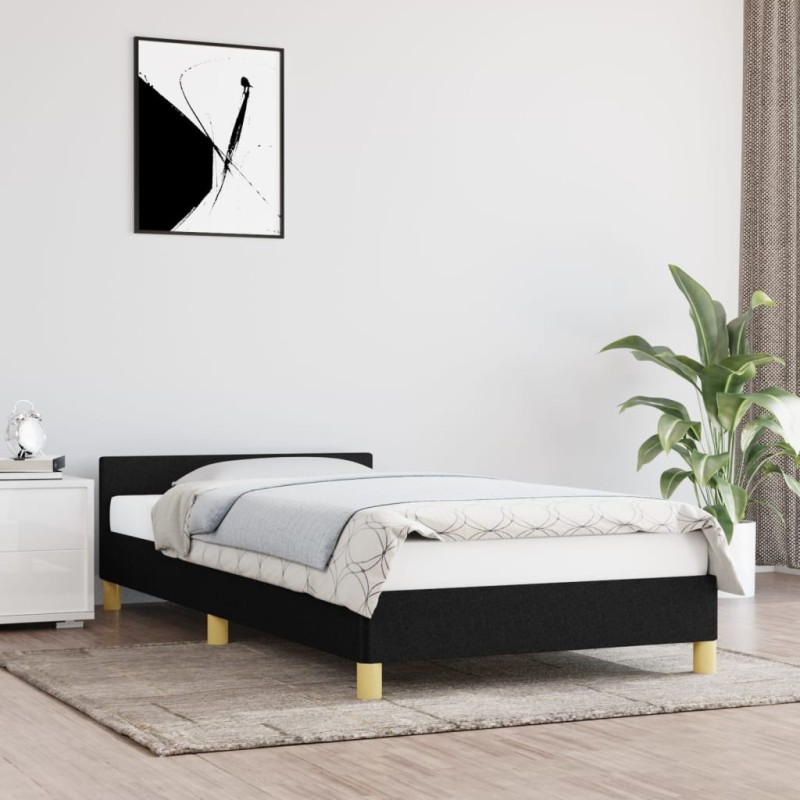 vidaXL Estructura de cama con cabecero de tela negro 100x200 cm vidaXL Estructura de cama con cabecero de tela negro 100x200 cm
