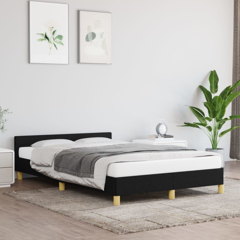 vidaXL Estructura de cama con cabecero de tela negro 120x200 cm vidaXL Estructura de cama con cabecero de tela negro 120x200 cm