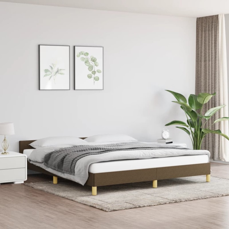 vidaXL Estructura de cama con cabecero de tela marrón 180x200 cm vidaXL Estructura de cama con cabecero de tela marrón 180x200 cm