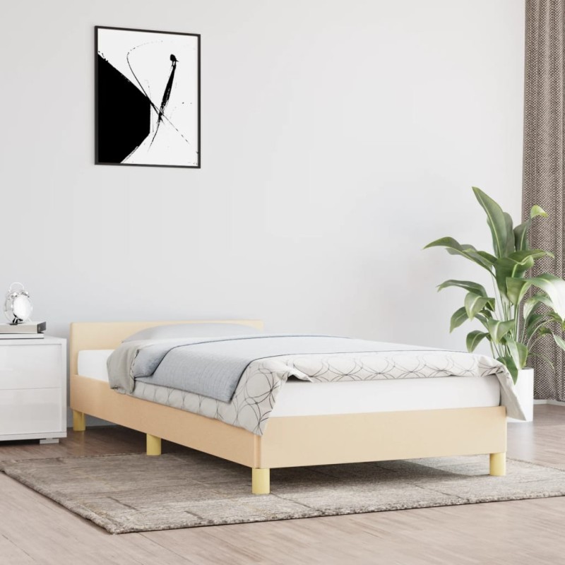 vidaXL Estructura de cama con cabecero de tela color crema 80x200 cm vidaXL Estructura de cama con cabecero de tela color crema 80x200 cm
