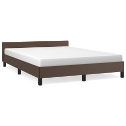 vidaXL Estructura de cama cabecero cuero sintético marrón 140x200 cm