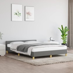 vidaXL Estructura de cama con cabecero de tela gris oscuro 140x190 cm
