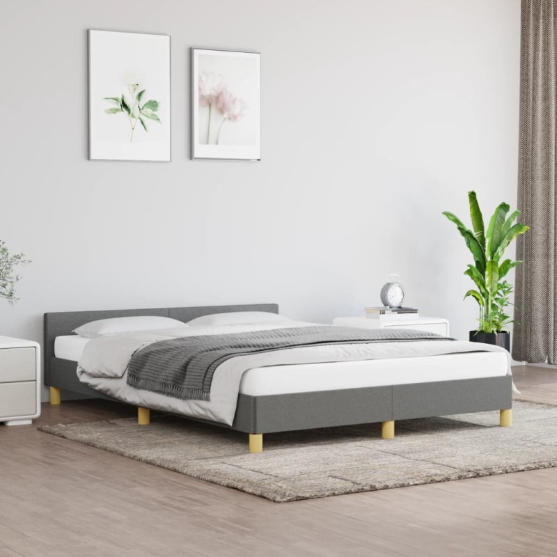 vidaXL Estructura de cama con cabecero de tela gris oscuro 140x190 cm vidaXL Estructura de cama con cabecero de tela gris oscuro 140x190 cm