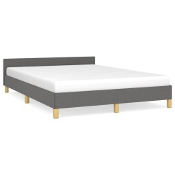 vidaXL Estructura de cama con cabecero de tela gris oscuro 140x190 cm