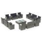 vidaXL Set de muebles de jardín 16 pzas y cojines ratán sintético gris vidaXL Set de muebles de jardín 16 pzas y cojines ratán sintético gris