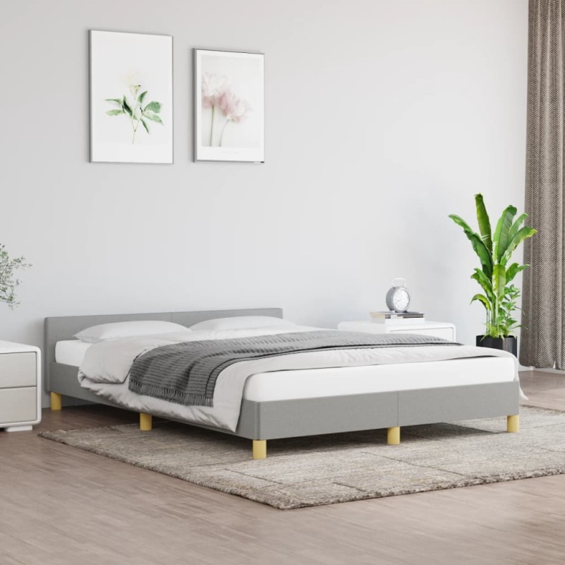 vidaXL Estructura de cama con cabecero de tela gris claro 140x200 cm vidaXL Estructura de cama con cabecero de tela gris claro 140x200 cm