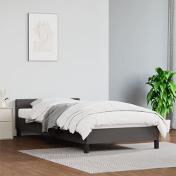 vidaXL Estructura de cama con cabecero cuero sintético gris 90x200 cm