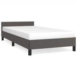 vidaXL Estructura de cama con cabecero cuero sintético gris 90x200 cm