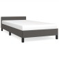 vidaXL Estructura de cama con cabecero cuero sintético gris 90x200 cm