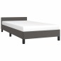 vidaXL Estructura de cama con cabecero cuero sintético gris 90x200 cm