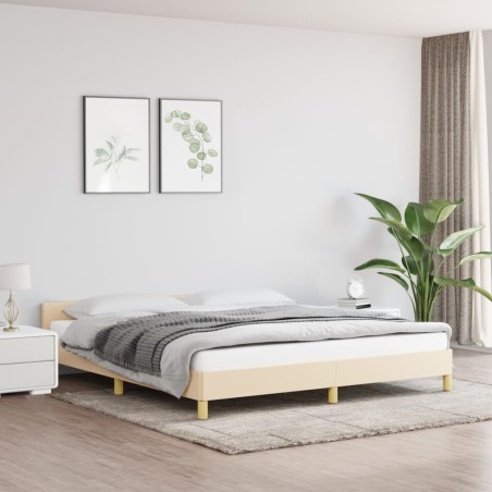 vidaXL Estructura de cama con cabecero de tela color crema 180x200 cm