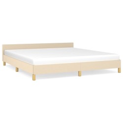 vidaXL Estructura de cama con cabecero de tela color crema 180x200 cm