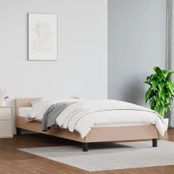 vidaXL Estructura de cama cabecero cuero sintético capuchino 90x190 cm