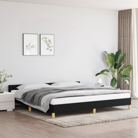 vidaXL Estructura de cama con cabecero de tela negro 200x200 cm