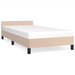 vidaXL Estructura de cama cabecero cuero sintético capuchino 100x200cm