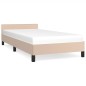 vidaXL Estructura de cama cabecero cuero sintético capuchino 100x200cm vidaXL Estructura de cama cabecero cuero sintético capuchino 100x200cm