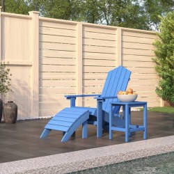 vidaXL Silla jardín Adirondack con reposapiés y mesa HDPE aguamarina