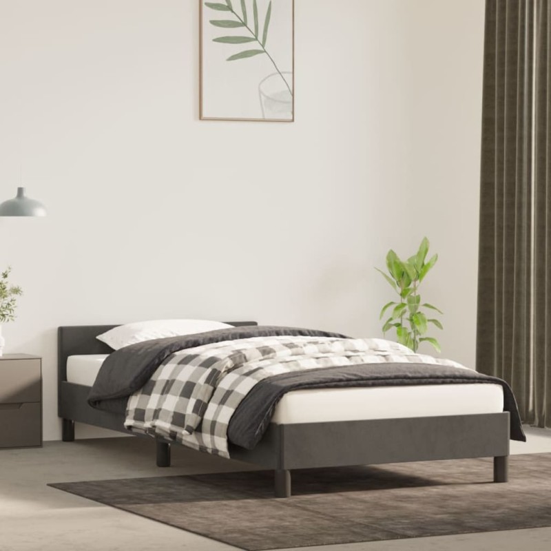 vidaXL Estructura de cama con cabecero terciopelo gris oscuro 80x200cm vidaXL Estructura de cama con cabecero terciopelo gris oscuro 80x200cm
