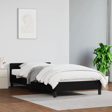 vidaXL Estructura de cama con cabecero cuero sintético negro 100x200cm