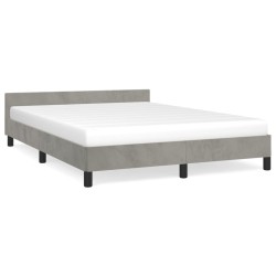 vidaXL Estructura de cama con cabecero terciopelo gris claro 140x190cm