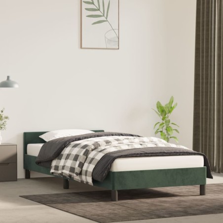 vidaXL Estructura cama con cabecero terciopelo verde oscuro 90x200 cm